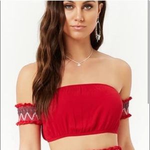 FREE WITH PURCHASE NWOT Red Off Shoulder Crop Top